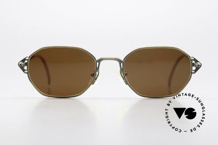 Jean Paul Gaultier 55-6106 90er Brille In Antik Gold, kostbare Jean Paul Gaultier Sonnenbrille von ca. 1994, Passend für Herren und Damen