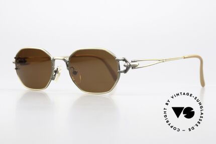 Jean Paul Gaultier 55-6106 90er Brille In Antik Gold, technische / mechanische Komponenten (typisch J.P.G), Passend für Herren und Damen