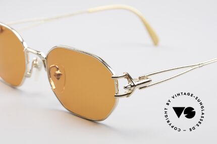 Jean Paul Gaultier 55-6106 Vergoldete JPG Sonnenbrille, enorm hochwertig (gold plated) mit knalligen Gläsern, Passend für Herren und Damen