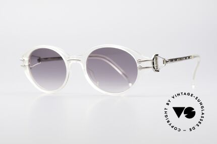 Jean Paul Gaultier 55-5201 90er Steampunk Brille, 'crystal' Kunststoff-Front und silberne Metallbügel, Passend für Herren und Damen