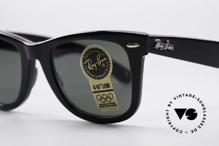 Ray Ban Wayfarer I Blues Brothers Sonnenbrille, original Bausch & Lomb G-15 Gläser (100% UV), Passend für Herren und Damen