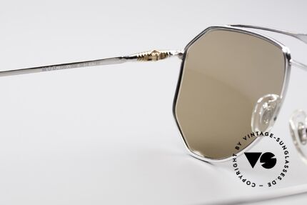 Zollitsch Cadre 120 Large 80er Aviator Brille, silberne Fassung mit brauen Sonnengläsern (100% UV), Passend für Herren