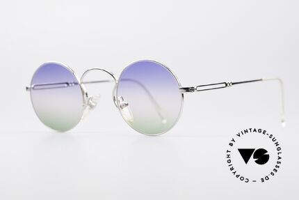 Jean Paul Gaultier 55-0172 Runde Designer Sonnenbrille, hochklassig glänzende Oberfläche in silber-chrome, Passend für Herren und Damen