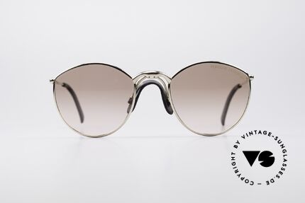 Porsche 5638 90er Vintage Sonnenbrille, gold lackierte Metallfassung mit Sattelsteg aus Leder, Passend für Herren und Damen