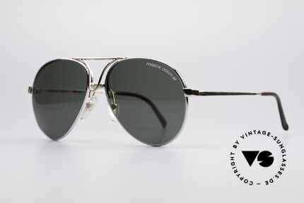 Porsche 5657 90er Wechselrahmen Brille, 1 x gold mit Demos, 1 x silber mit Sonnengläsern, Passend für Herren