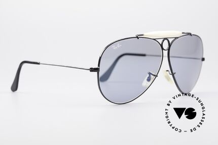 Ray Ban Shooter Schwarze USA Brille Blaues Glas, produziert in den 70ern & 80ern v. Bausch&Lomb, Passend für Herren