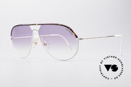 Carrera 5428 Rare Vintage Sonnenbrille, weiss/gold & feiner Oberbalken in Schildpatt-Optik, Passend für Herren und Damen