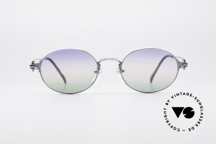Jean Paul Gaultier 55-6112 Ovale Designer Sonnenbrille, nobel glänzende Rahmenlackierung: bläulich-metallic, Passend für Herren und Damen