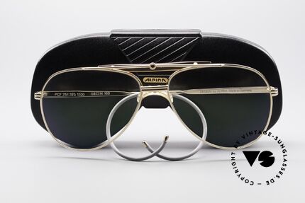 Alpina PCF Vergoldete 90er Sport Brille, Rahmen kann natürlich beliebig verglast werden, Passend für Herren