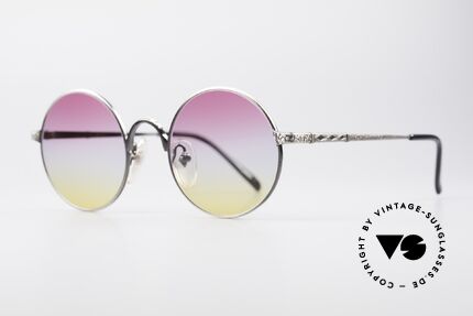 Jean Paul Gaultier 55-9671 Runde Designer Sonnenbrille, 'smoke silver' Lackierung & tricolore Sonnengläser, Passend für Herren und Damen