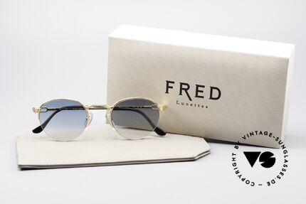 Fred Grand Largue Panto Luxus Sonnenbrille, ungetragenes altes 90er ORIGINAL & keine Retrobrille, Passend für Herren