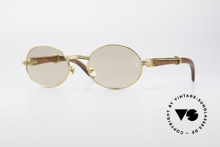 Cartier Giverny Ovale Edelholz Sonnenbrille, außergewöhnliche CARTIER vintage Luxus-Brille, Passend für Herren und Damen