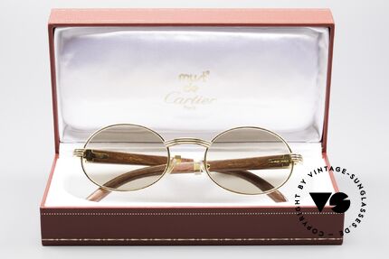 Cartier Giverny Ovale Edelholz Sonnenbrille, Größe: small, Passend für Herren und Damen