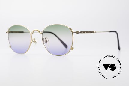 Jean Paul Gaultier 55-0171 90er Panto Style Brille, mattgold mit Sonnen-Gläsern in dreifach-Verlauf, Passend für Herren und Damen
