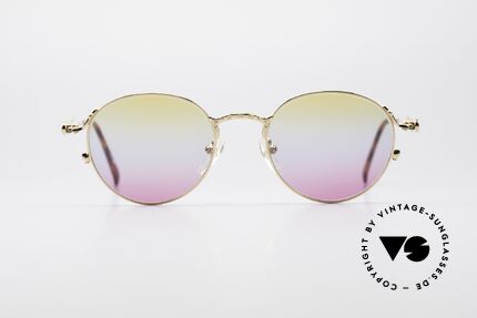 Jean Paul Gaultier 55-4177 Vergoldete Panto Sonnenbrille, vergoldete Fassung mit dem 'JPG'-Logo auf der Brücke, Passend für Herren und Damen