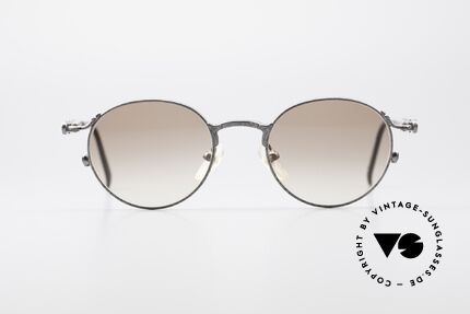 Jean Paul Gaultier 55-4177 Designer Panto Sonnenbrille, antik-graue Fassung mit dem 'JPG'-Logo auf der Brücke, Passend für Herren und Damen
