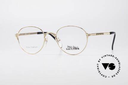 Jean Paul Gaultier 55-3183 Vergoldete Titanium Brille, kostbare Jean Paul GAULTIER vintage Titanium-Brille, Passend für Herren und Damen