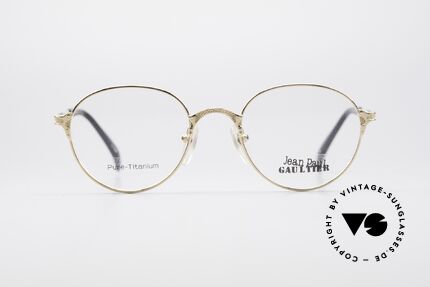 Jean Paul Gaultier 55-3183 Vergoldete Titanium Brille, extrem hochwertig (nur 15 Gramm) und 22kt vergoldet, Passend für Herren und Damen