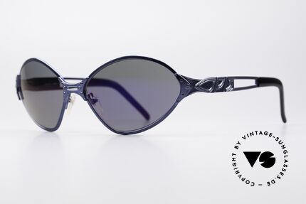 Jean Paul Gaultier 58-6111 Futuristische Sonnenbrille, interessante blaue Lackierung v. Rahmen & Gläsern, Passend für Herren und Damen