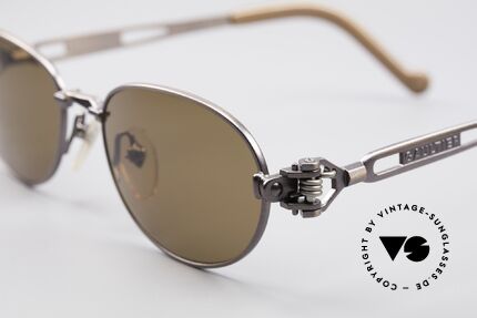 Jean Paul Gaultier 56-8102 Steampunk Vintage Brille, bräunlich-metallic & Bügelenden mit Symbol einer Uhr, Passend für Herren und Damen