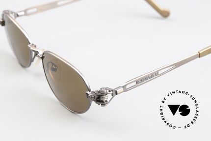 Jean Paul Gaultier 56-8102 Steampunk Vintage Brille, bräunlich-metallic & Bügelenden mit Symbol einer Uhr, Passend für Herren und Damen