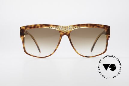 Zagato 5024 Damen XXL Sonnenbrille, tolle Komposition von Strass-Steinen auf der Stirnseite, Passend für Damen