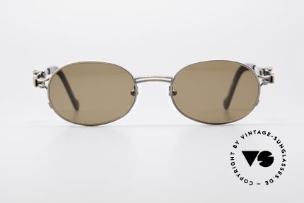 Jean Paul Gaultier 56-0020 Gürtelschnalle Sonnenbrille, herausragende Top-Qualität; ovale Titanium-Fassung, Passend für Herren