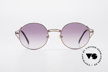 Jean Paul Gaultier 57-6102 Runde Designersonnenbrille, bronze Metall-Fassung mit Gläsern in Violett-Verlauf, Passend für Herren und Damen