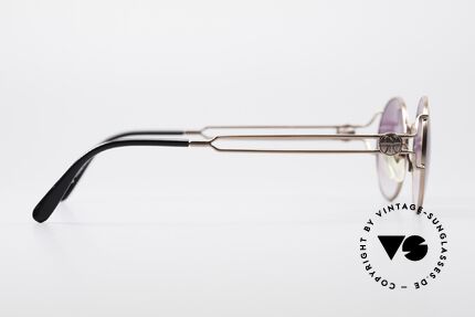 Jean Paul Gaultier 57-6102 Runde Designersonnenbrille, Fassung könnte natürlich auch optisch verglast werden, Passend für Herren und Damen