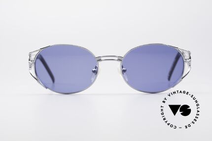 Jean Paul Gaultier 58-5106 Ovale JPG Steampunk Brille, silber-glänzende Designer-Sonnenbrille v. 1997/98, Passend für Herren und Damen