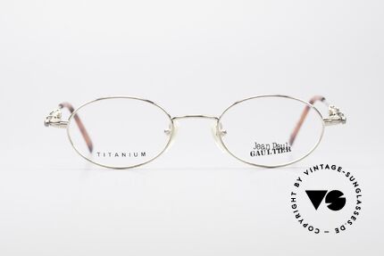 Jean Paul Gaultier 55-0039 Ovale Titanium Brille, herausragende Qualität; vergoldetete Titanium-Fassung, Passend für Herren und Damen