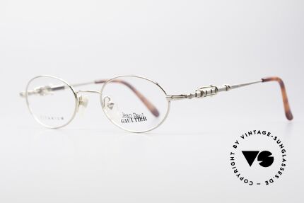 Jean Paul Gaultier 55-0039 Ovale Titanium Brille, typisch Gaultier: Alltagsgegenstände als Design-Details, Passend für Herren und Damen