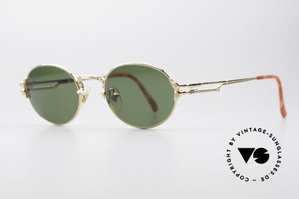 Jean Paul Gaultier 55-4173 Ovale Vintage Sonnenbrille, 22KT vergoldeter Rahmen mit grünen Sonnengläsern, Passend für Herren und Damen