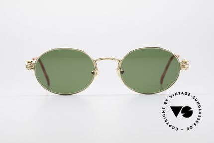 Jean Paul Gaultier 55-5104 Ovale Designer Sonnenbrille, genialer Bügel-Klappmechanismus mit Sprungfedern, Passend für Herren und Damen