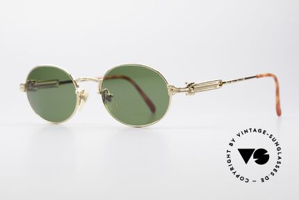 Jean Paul Gaultier 55-5104 Ovale Designer Sonnenbrille, 22KT vergoldeter Rahmen mit grünen Sonnengläsern, Passend für Herren und Damen