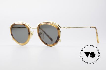 Jean Paul Gaultier 56-2271 Steampunk Designer Brille, vergoldete Fassung mit Ringen in Schildpatt-Optik, Passend für Herren und Damen