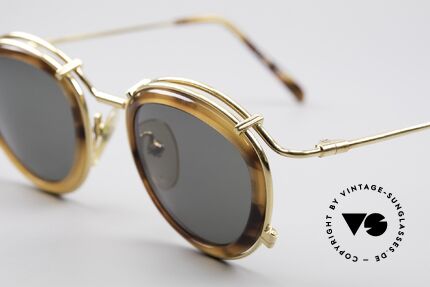 Jean Paul Gaultier 56-2271 Steampunk Designer Brille, zudem grün-graue Sonnengläser für 100% UV Schutz, Passend für Herren und Damen