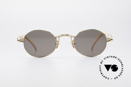 Jean Paul Gaultier 56-7108 Vergoldete Ovale Sonnenbrille, ovale Form mit markanten Designer-Elementen, Passend für Herren und Damen