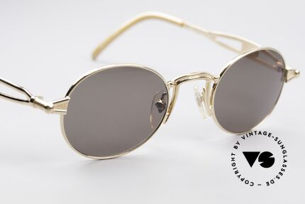 Jean Paul Gaultier 56-7108 Vergoldete Ovale Sonnenbrille, die Fassung ist auch für optische Gläser geeignet, Passend für Herren und Damen