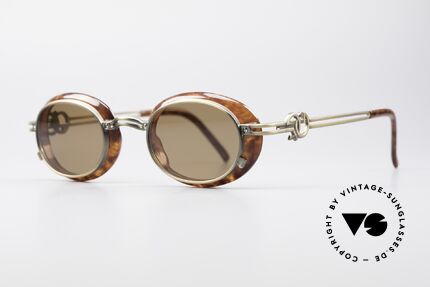 Jean Paul Gaultier 58-5201 Rare JPG Steampunk Brille, verschlungenes 'JPG' als Bügel-Dekor; made in Japan, Passend für Herren und Damen