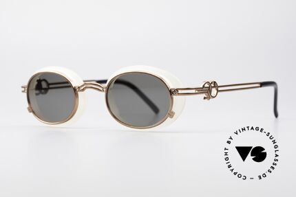 Jean Paul Gaultier 58-5201 Rare Sonnenbrille Steampunk, verschlungenes 'JPG' als Bügel-Dekor; made in Japan, Passend für Herren und Damen
