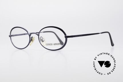 Giorgio Armani 277 Ovale Vintage Brille 90er, dunkelblaue Lackierung und flexible Federscharniere, Passend für Herren und Damen