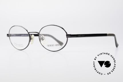 Giorgio Armani 257 Ovale Vintage Fassung 90er, Lackierung in 'gunmetal' und flexible Federscharniere, Passend für Herren und Damen