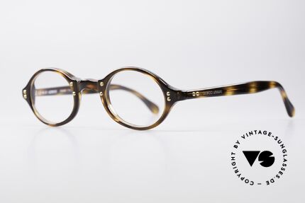 Giorgio Armani 342 Kleine Ovale 90er Brille, dunkler Schildpattrahmen mit markanten Gold-Nieten, Passend für Herren und Damen