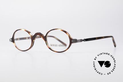 Giorgio Armani 2045 Kleine Runde 90er Brille, dunkler Schildpattrahmen mit Scharnieren in 'gunmetal', Passend für Herren und Damen