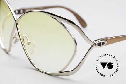 Christian Dior 2056 80er Damen XL Sonnenbrille, goldene Fassung mit gelben Gläsern & braunen Bügeln, Passend für Damen Christian Dior 2056 80er Damen XL Sonnenbrille, goldene Fassung mit gelben Gläsern & braunen Bügeln, Passend für Damen