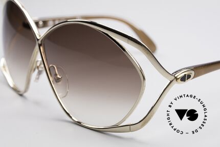 Christian Dior 2056 Vintage Damen Sonnenbrille, goldene Fassung mit braunen Gläsern & braunen Bügeln, Passend für Damen