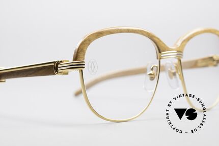 Cartier Malmaison Rare Bubinga Edelholzbrille, vergoldete Fassung mit orig. Cartier Leder-Etui, Passend für Herren und Damen