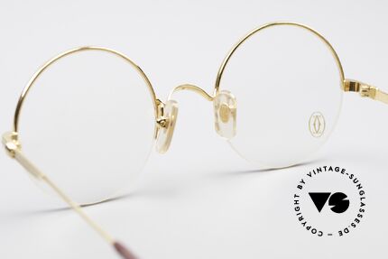 Cartier Mayfair - S Runde Luxusbrille Damen Herren, semi-rimless, flexibler 22kt vergoldeter Rahmen, Passend für Herren und Damen