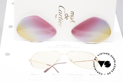 Cartier Vendome Lenses - M Tricolored Sunrise Gläser, Dreifach-Farbverlauf der Gläser wie ein Sonnenaufgang, Passend für Herren und Damen
